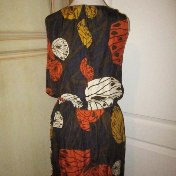 Anthropologie Multicolor Leaf Print Dress - Picture 2 of 7